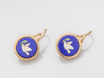 Pair of 750°/°° (18K) yellow gold earrings, each s