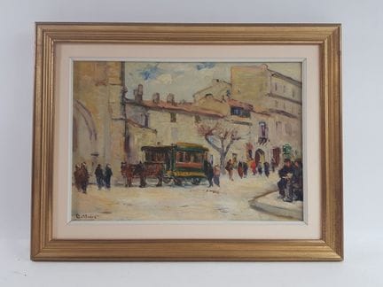 Charles VIONNET (1858-1923) - L'Omnibus - Huile su