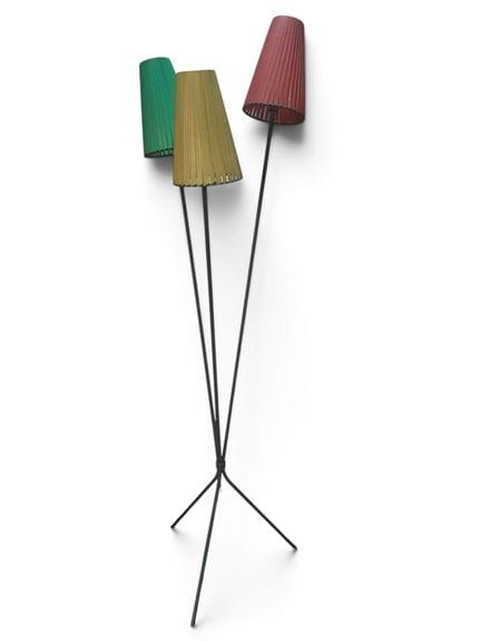 Lampadaire en tubes métalliques noirs avec abat-jo