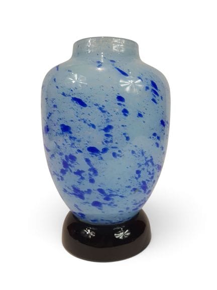 SCHNEIDER - Blue marbled glass vase, signed on the
