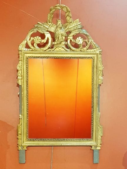 Vetro, cornice in legno intagliato e dorato, front
