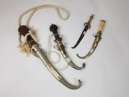 Set of three koumya and one knife made of wood, bo