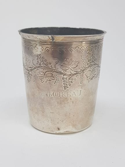 Silver goblet with engraved and stamped decoration