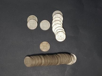 Set of 20-franc Turin silver coins consisting of: 