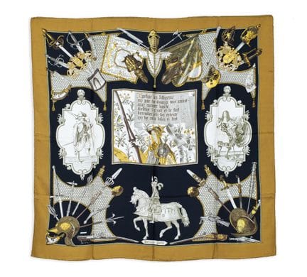 *HERMÈS 
"Armeria" silk scarf, Philippe Ledoux, bl