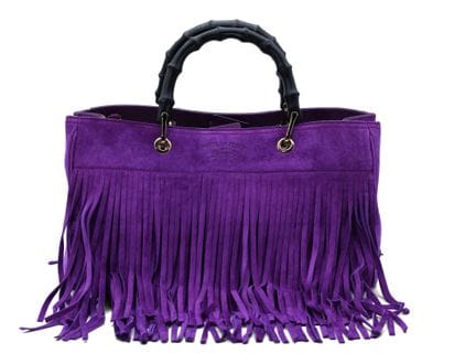 *GUCCI 
Borsa tote viola con due manici in bambù e