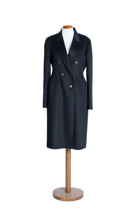 *CHRISTIAN DIOR 
Cappotto nero a doppiopetto in la