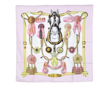 *HERMÈS 
"Frontaux et Cocardes" silk scarf, Caty L