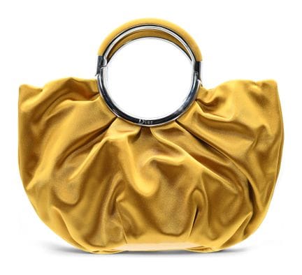 *CHRISTIAN DIOR 
Borsa da sera in raso giallo ocra