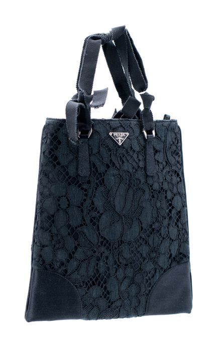 *PRADA 
Borsetta da sera in raso nero con rivestim