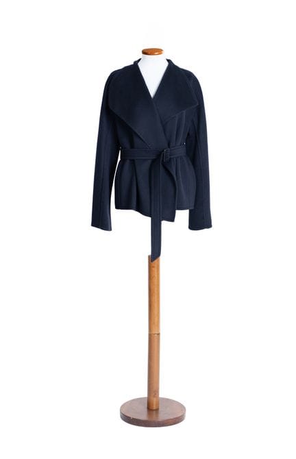 *HERMÈS 
Paimette in cashmere blu con cintura (tag