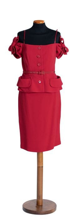 *CHRISTIAN DIOR 
Completo in crêpe di seta rosso r