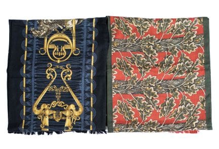 *HERMÈS 
Lot of two cashmere and silk scarves: one