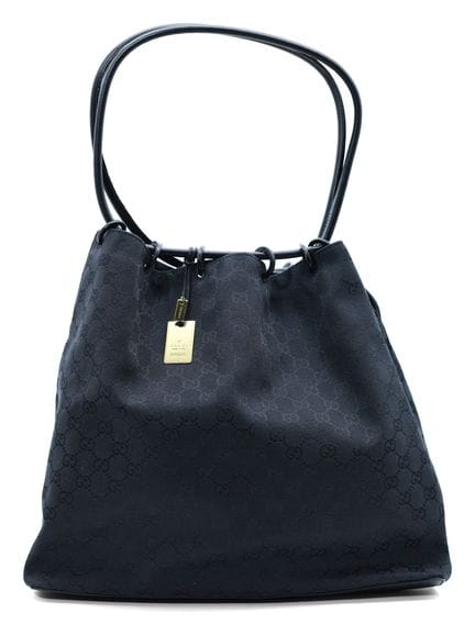*GUCCI 
Borsa tote in tela nera con stampa del log
