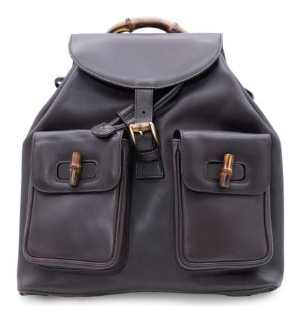 *GUCCI 
Zaino Bambù in pelle marrone, due tasche f