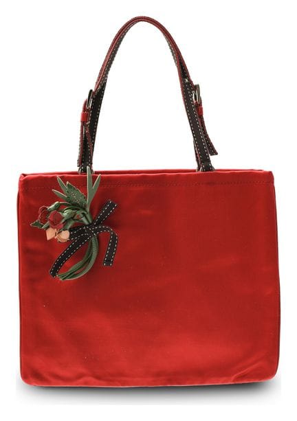 *PRADA 
Piccola borsa rossa in raso con due manici