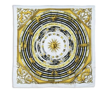 *HERMÈS 
"Dies et Hore" silk scarf, Françoise Faco