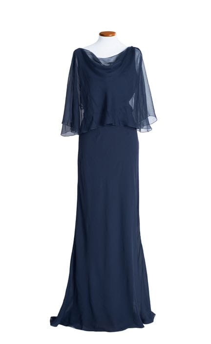 *CHRISTIAN DIOR 
Abito lungo in chiffon blu con ma