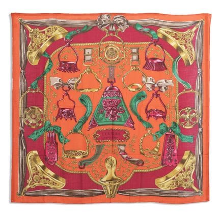 *HERMÈS 
"Etriers" silk and cashmere shawl, by Fra