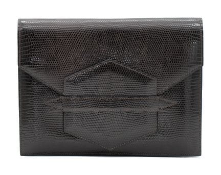 *HERMÈS 
Pochette Faco in pelle di lucertola marro