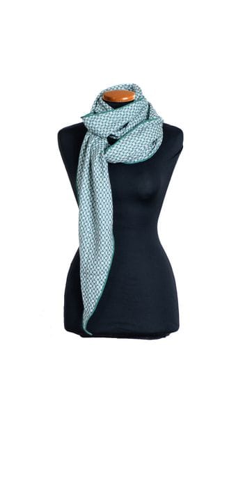 *HERMÈS 
Green and white cashmere and silk Uni dia