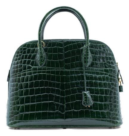*HERMÈS 
Borsa Bolide in coccodrillo Porosus verde