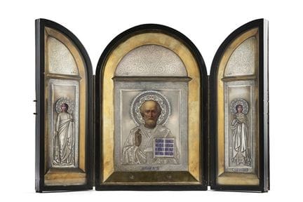 Russische Kunst, 20. Jahrhundert. Dreiteilige Ikon