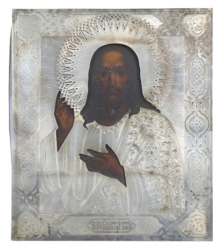Russische Kunst, 19. Jahrhundert. Tempera-Ikone au