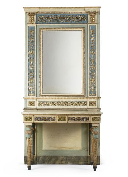 A carved, lacquered, and gilded wood pier table wi