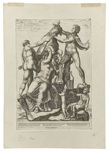 Lot composé d’un burin de Diana Scultori représent