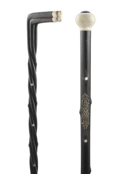19th-century English art. Two walking sticks with 