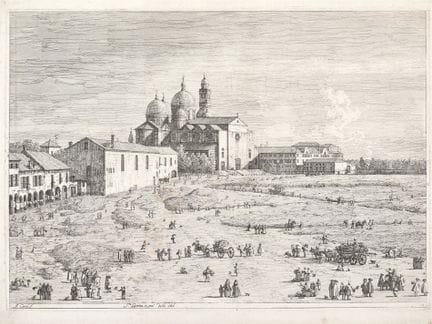 Two etchings titled "Santa Giustina in Pra' della 