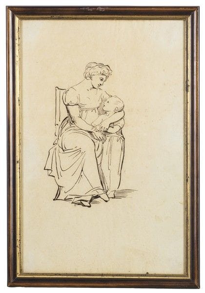 Étude d'un portrait de femme avec un enfant
Encre 