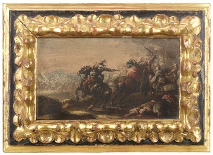 Scontro tra cavalieri cristiani e turchi
olio su t