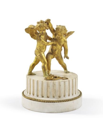 19世纪铸造师作品。《为爱而战》（La Bataille pour l'Amour），一组镀金青铜雕