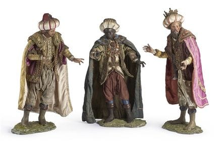 Art napolitain, XIXe siècle. Ensemble de trois fig