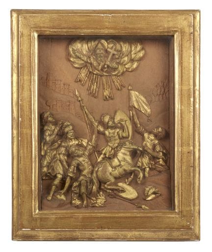 Arte del XVIII secolo. Bassorilievo in legno chiar