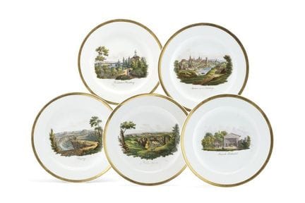 Manufacture de Meissen, XIXe siècle. Cinq assiette