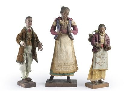 Art du XXe siècle. Trois figurines de crèche en te