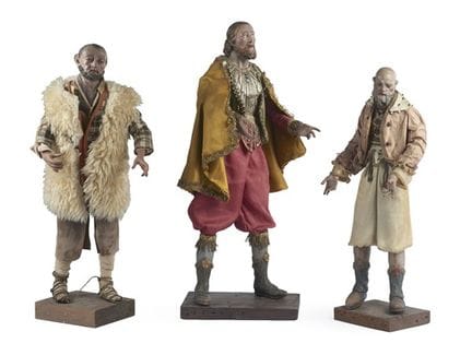 Art napolitain, XVIIIe-XIXe siècles. Trois figurin
