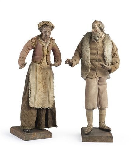 Art napolitain, XIXe siècle. Deux figurines de la 