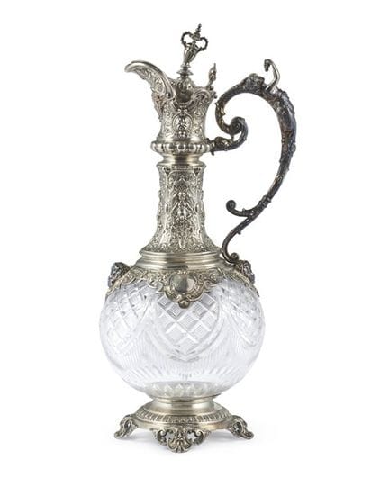 Jarra de clarete (ewer) de cristal incoloro tallad