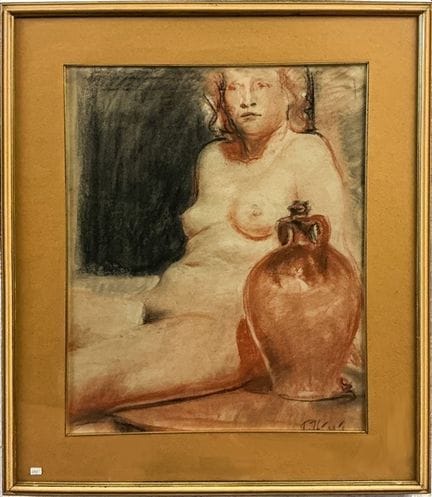 «Desnudo femenino con ánfora»
Carboncillo y sangui