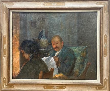 „Lesen am Kaminfeuer“ 1908
Öl auf Leinwand (61 x 7