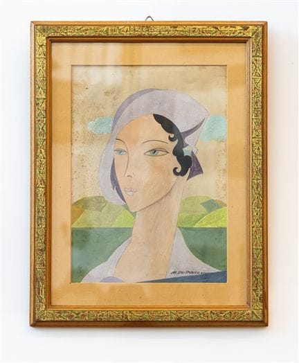 “Signora con cappello”
Tempera su carta (31 × 22 c