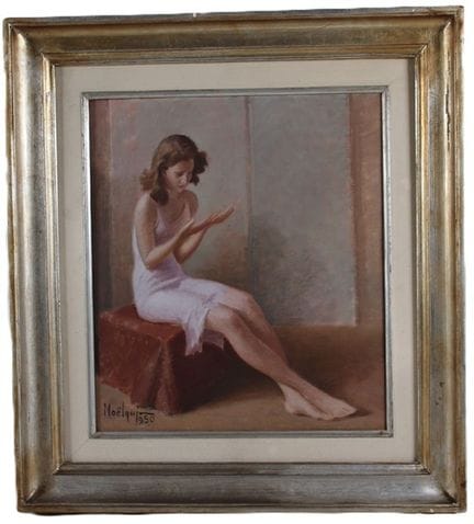 "Modella seduta", 1950
Olio su tela (40 × 35 cm)
F