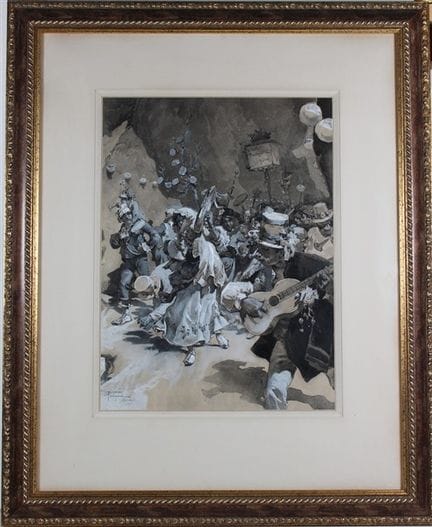 «Procesión en Piedigrotta»
Técnica mixta sobre pap