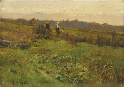 „Piemontesische Landschaft mit Bäuerinnen“, 1903
Ö