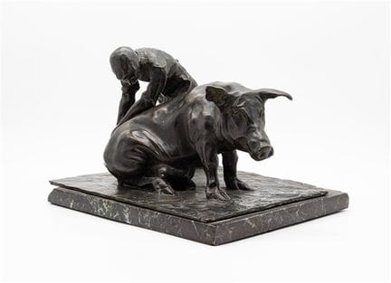 „Das Schwein und der Bauer“
Bronzeskulptur auf Mar