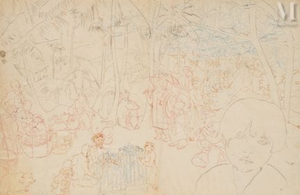 Ⓟ ALIX AYMÉ (1894–1989)
„Marktszene“, um 1950
Farb